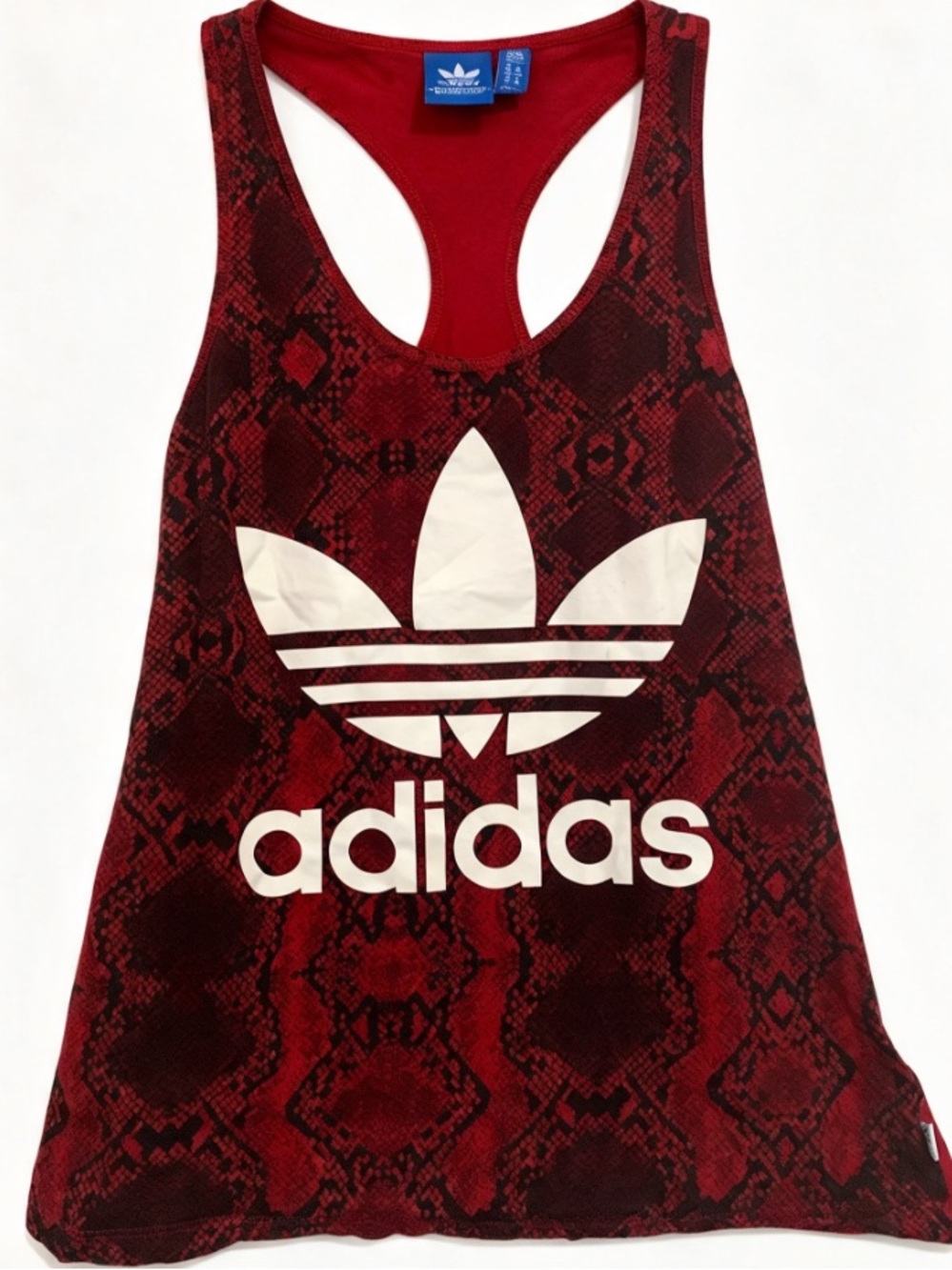 Adidas Originals Red Snakeskin Cheetah Mixed Animal Print Trefoil Tank Top XS